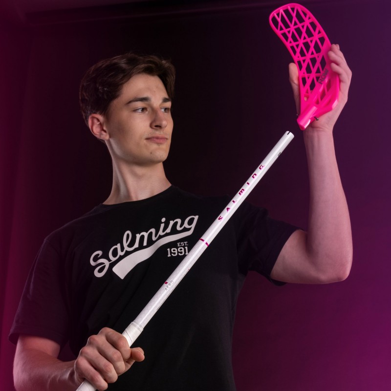 SALMING Q-Series Aero F29 JR White/Magenta 92 cm Shaft